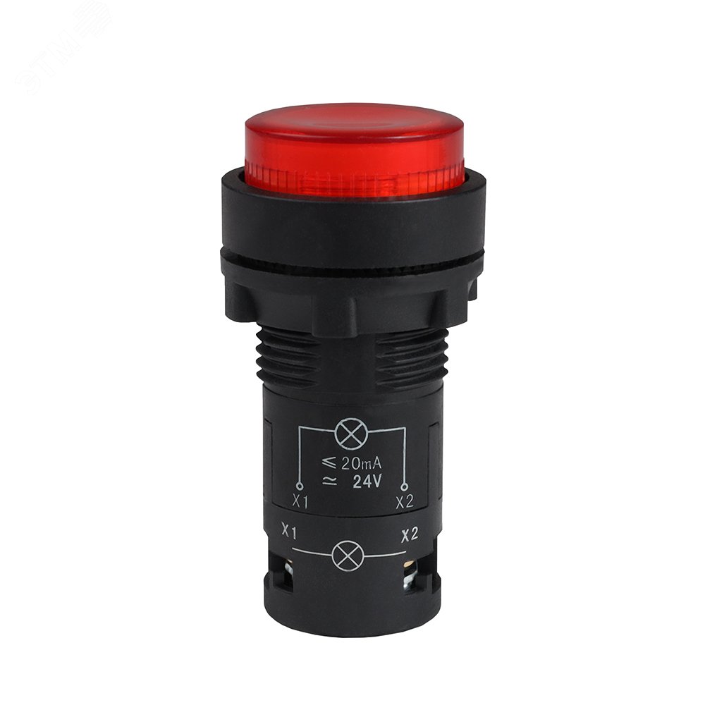 Изображение товара Кнопка с подсветкой OptiSignal Compact D22 C7-PL-B401 красная 1НЗ 24 В AC/DC