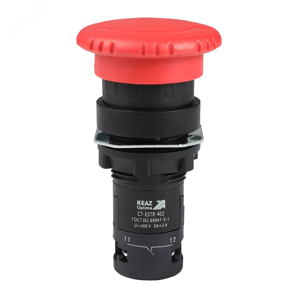 Изображение товара Кнопка аварийного останова OptiSignal Compact D22 C7-ESTR-402 красная 2НЗ XB7ES544P