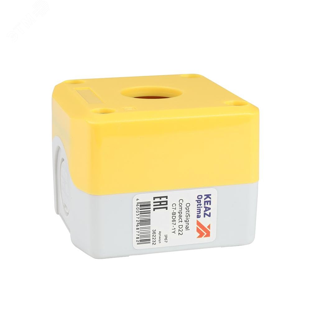 Изображение товара Корпус кнопочного поста OptiSignal D22 C7-BD67-1Y желтый IP67