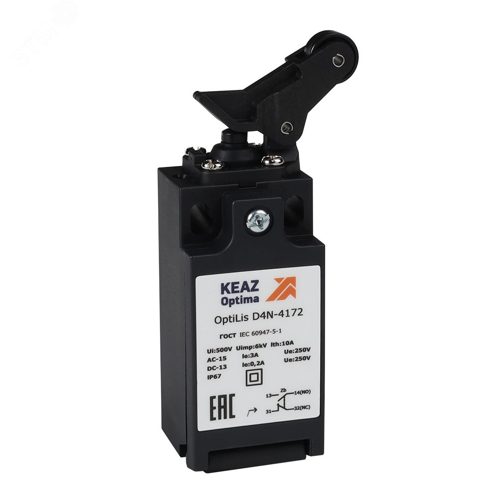 Изображение товара Выключатель концевой OptiLiS D4N-4172 роликовый рычаг вертикальное перемещение (шт)