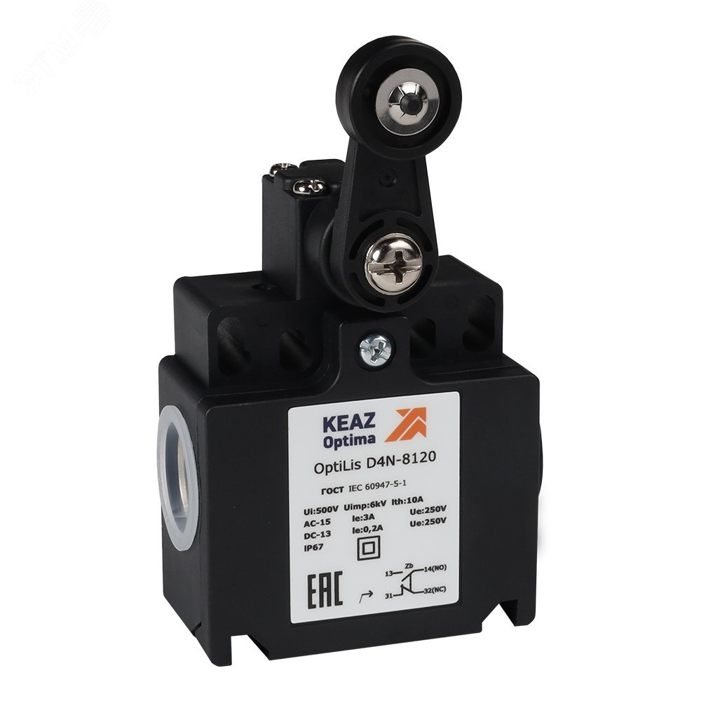 Изображение товара Выключатель концевой OptiLiS D4N-8120 пластиковый рычаг с пластиковым роликом (шт)