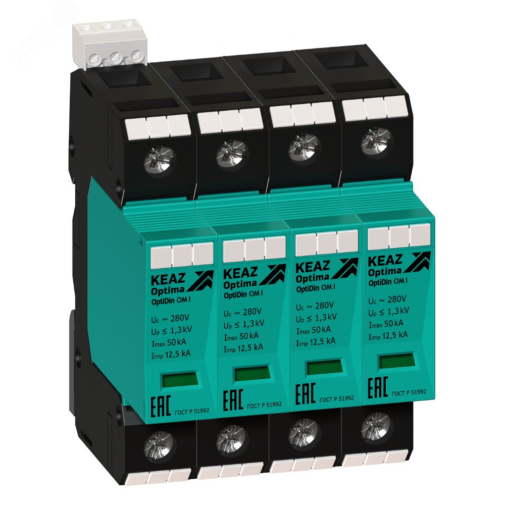 Изображение товара Ограничитель импульсных перенапряжений 4П 12,5кА OptiDin OM-I-4-280/12,5/RS