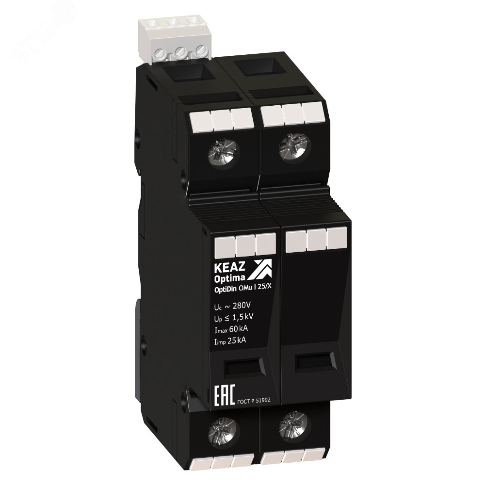 Изображение товара Ограничитель импульсных перенапряжений 1П 25кА OptiDin OMu-I-1-280/25/X КЭАЗ