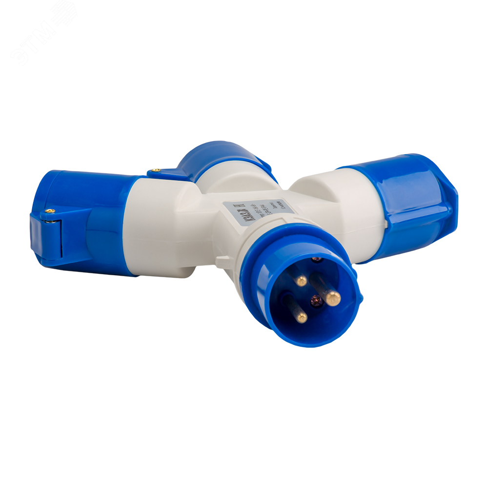 Изображение товара Адаптер силовой трехлучевой 2P+E IP44 220V 16A Китай КЭАЗ 235597