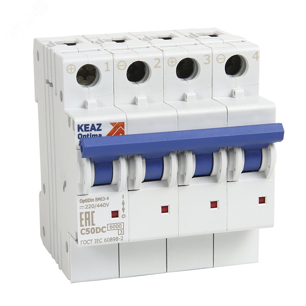 Выключатель автоматический модульный OptiDin BM63-4K1-DC-УХЛ3 (Новый ...