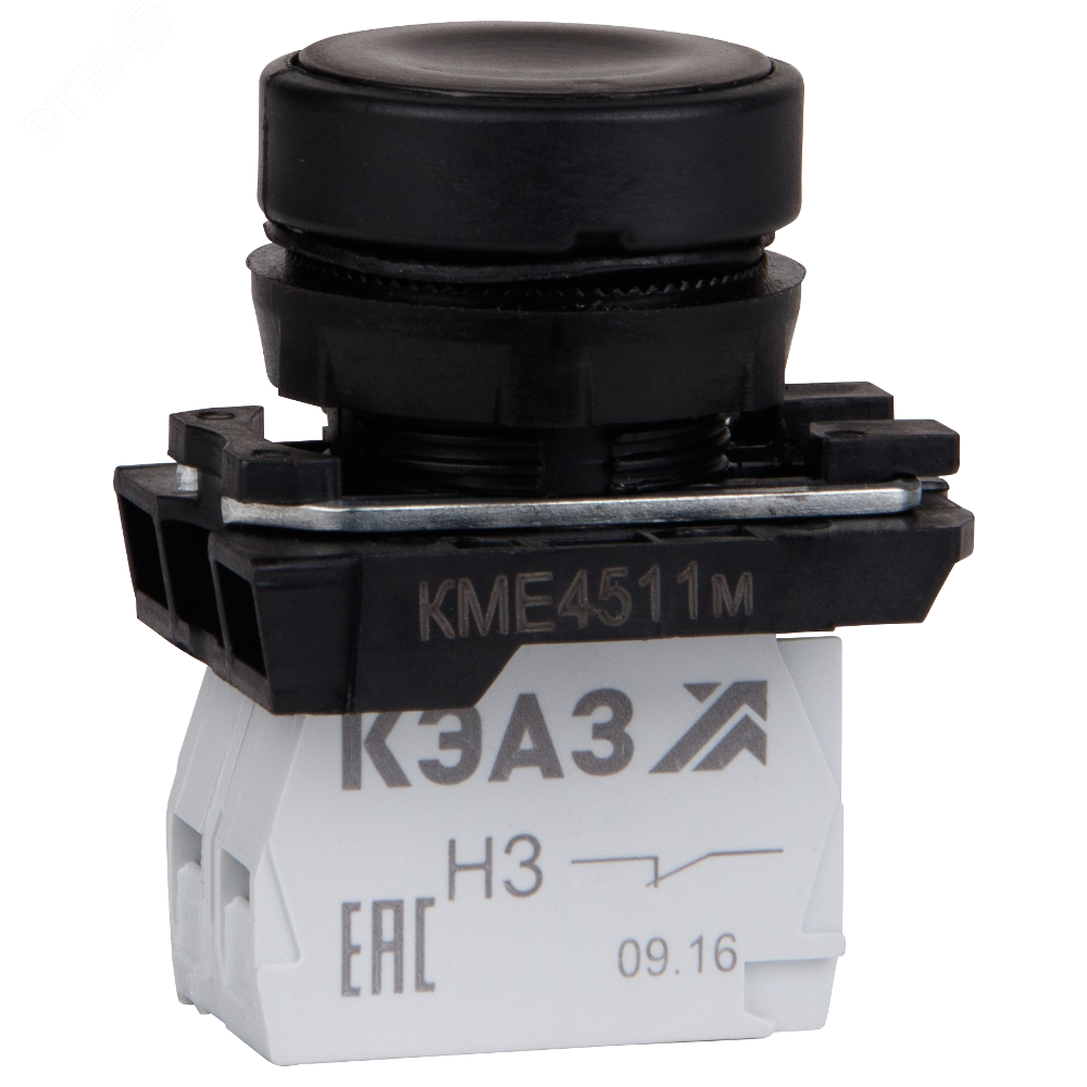 Кнопка КМЕ4511м-черный-1но+1нз-цилиндр-IP54- артикул 248246 КЭАЗ ...