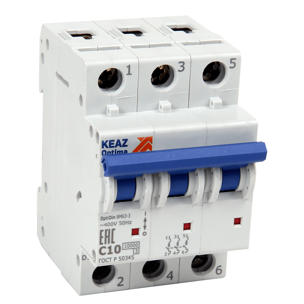 Выключатель автоматический модульный OptiDin BM63-3C5-10-УХЛ3