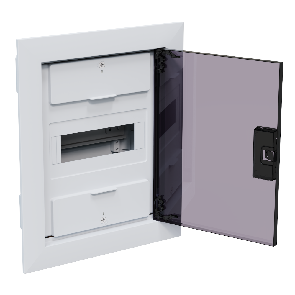 Щит ЩРВ-п-8 пластиковый распред. OptiBox Pro 8-VKR-IP40 8м. встраиваемый с пласт. черной прозрач. дверцей  IP40