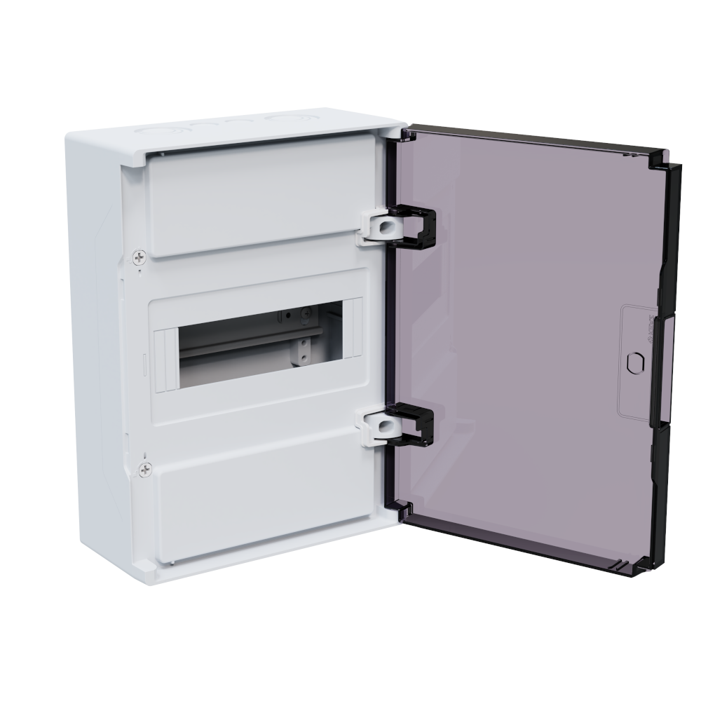 Щит ЩРН-п-8 пластиковый распред. OptiBox Pro 8-NKR-IP40 8м. навесной с пласт. черной прозрач. дверцей  IP40