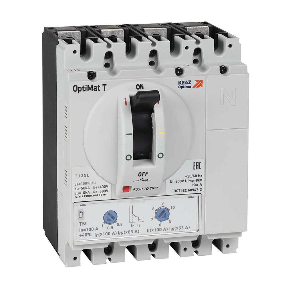 Выключатель автоматический OptiMat T125L TM 63 A 4P