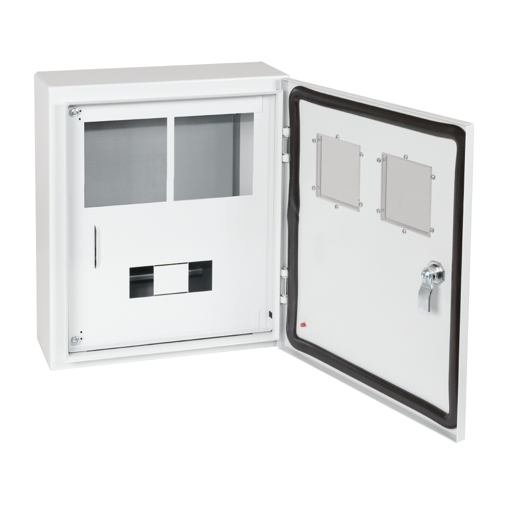 Корпус металлический ЩУРн-ПРО-1х2-МП/7-415х370х147-IP66-УХЛ1 1ф х 2 счетчика на МП с окном учета, 7 мод., типоисполнение ПРО
