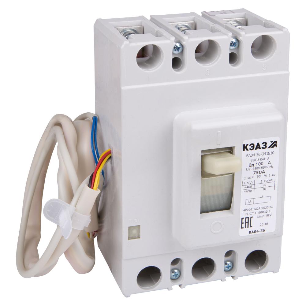 Выключатель автоматический ВА04-36-341810-80А-800-440DC-HP24AC/DC-УХЛ3-КЭАЗ