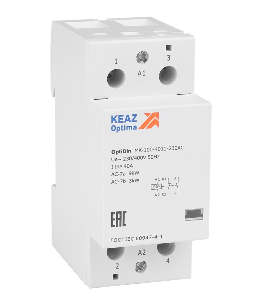 Контактор 230В AC НО НЗ 40А OptiDin MK-100-4011-230AC
