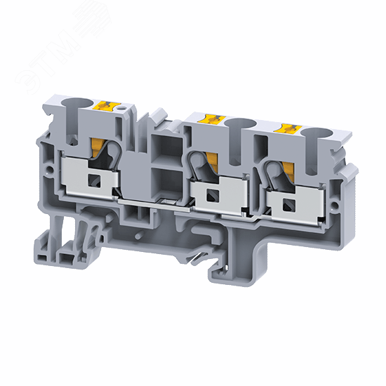 Изображение товара Клемма с 3-мя контактами push-in для DIN-рейки 10 кв. мм OptiClip СP-10-TRIPLET-I серый