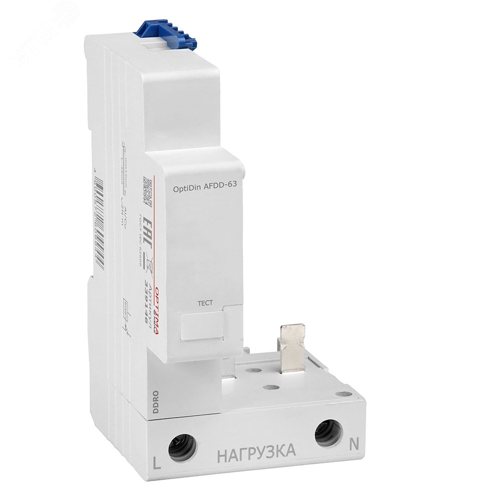 Изображение товара Устройство защиты от дугового пробоя OptiDin AFDD-63-УХЛ3 1-63 А для однофазных сетей