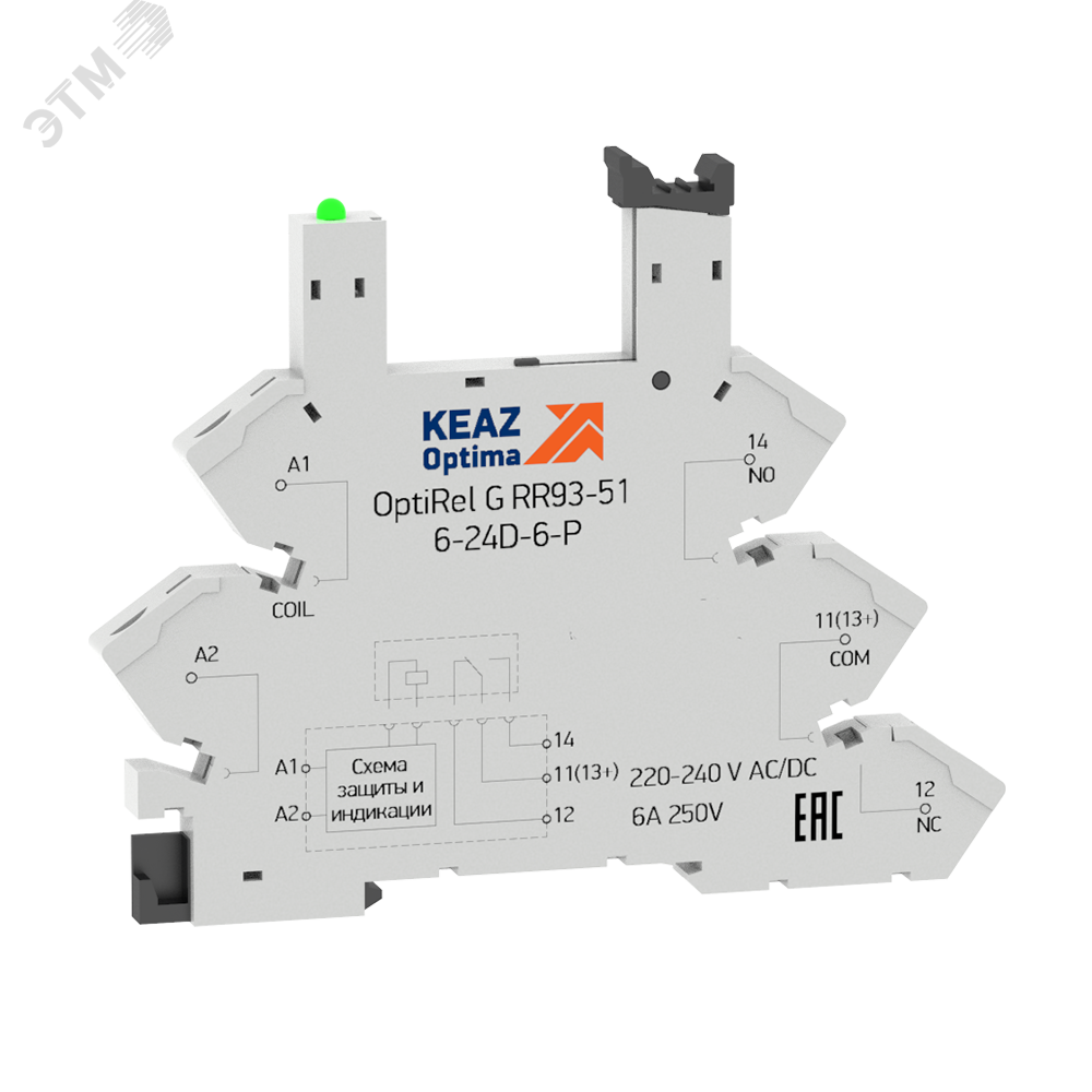 Изображение товара Розетка для реле OptiRel G RR93-51-6-24D-6-P монтаж DIN-рейка