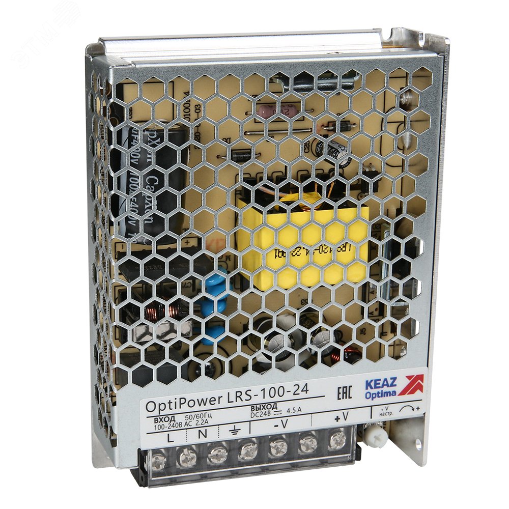 Изображение товара Блок питания панельный OptiPower LRS 100-12 8.5A стабилизированный