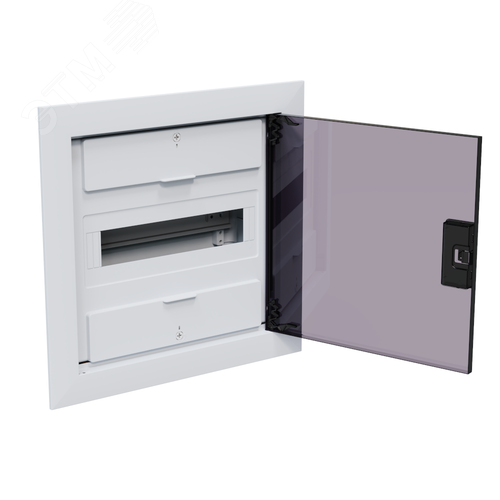 Изображение товара Щит ЩРВ-п-12 пластиковый распред. OptiBox Pro 12-VKR-IP40 12м. встраиваемый с пласт. черной прозрач. дверцей IP40 (шт)