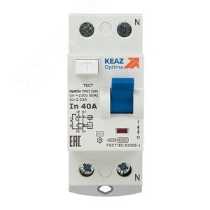Выключатель дифференциального тока (УЗО) 2П 40А 30мА AC OptiDin ВМ63-2240-ВС-УХЛ4 - фото 2