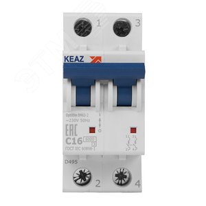 Выключатель автоматический двухполюсный 16А C 6кА AC OptiDin BM63-2C16-УХЛ3 - фото 2