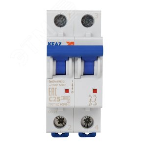 Выключатель автоматический двухполюсный 25А C 6кА AC OptiDin BM63-2C25-УХЛ3 - фото 2