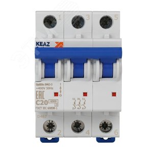 Выключатель автоматический трехполюсный 20А C 6кА AC OptiDin BM63-3C20-УХЛ3 - фото 2