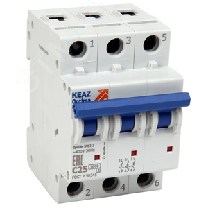 Изображение товара Выключатель автоматический трехполюсный 32А D OptiDin BM63-M-3D32-10-УХЛ3 (шт)