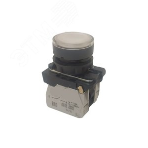 Кнопка КМЕ4622мЛ-24В-белый-2но+2нз-цилиндр-индикатор-IP65-