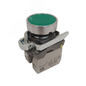 Кнопка КМЕ4210мС-зелёный-1но+0нз-цилиндр-IP65-