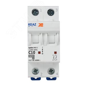 Выключатель автоматический двухполюсный 10А C 4,5кА AC OptiDin BM63-2C10-4,5-УХЛ3 - фото 2