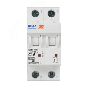 Выключатель автоматический двухполюсный 16А C 4,5кА AC OptiDin BM63-2C16-4,5-УХЛ3 - фото 2