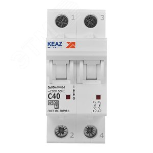 Выключатель автоматический двухполюсный 40А C 4,5кА AC OptiDin BM63-2C40-4,5-УХЛ3 - фото 2