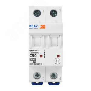 Выключатель автоматический двухполюсный 50А C 4,5кА AC OptiDin BM63-2C50-4,5-УХЛ3 - фото 2
