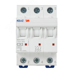 Выключатель автоматический трехполюсный 32А C 4,5кА AC OptiDin BM63-3C32-4,5-УХЛ3 - фото 2