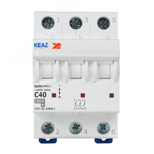 Выключатель автоматический трехполюсный 40А C 4,5кА AC OptiDin BM63-3C40-4,5-УХЛ3 - фото 2
