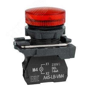 Изображение товара Лампа сигнальная OptiSignal D22 C5-L-B4 красная пластик 24VAC/DC XB5AVB4 (шт)