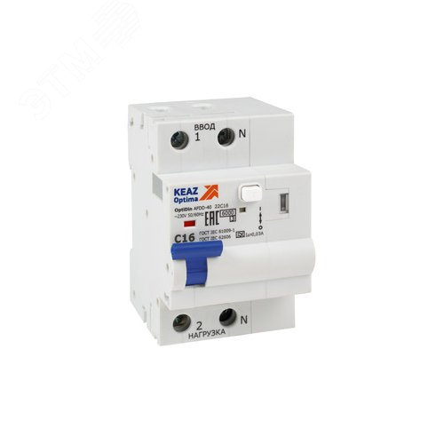 Изображение товара Устройство защиты от дугового пробоя (УЗДП) с АВДТ и защ. от пов. напряж. OptiDin AFDD-40-22C10-A-У3 (2P, C10, 30mA, Uоткл 275В) (шт)