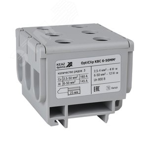 Изображение товара Клемма вводная силовая тройная OptiClip КВС 6-50 серая (шт)