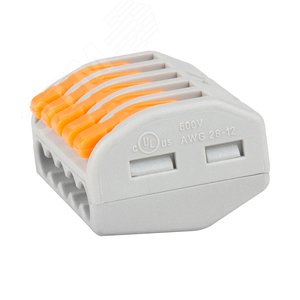 Изображение товара Клемма строительно-монтажная OptiKit СМК 222-415 с рычагом 5 отверстий 0,2-2,5(4,0)мм2 (шт)