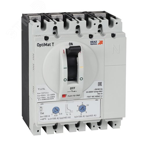 Изображение товара Выключатель автоматический OptiMat T125L TM 100 A 4P (шт)