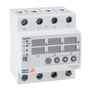 Изображение товара Реле напряжения OptiRel D PVC-3-63 с ЖК-дисплеем и контролем тока трехфазный 63 А (шт)