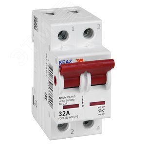 Изображение товара Выключатель нагрузки 2П 32А 400В OptiDin BM63PL-232-УХЛ3 (ВМ63PL) (шт)