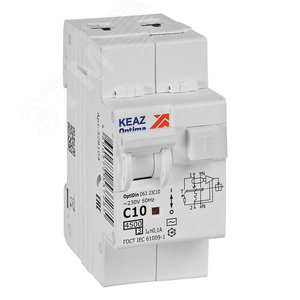 Изображение товара Выключатель автоматический дифференциального тока АВДТ с защитой от сверхтоков 2П 10А 100мА AC 4,5кА OptiDin D63-23C10-AC-У3 (шт)