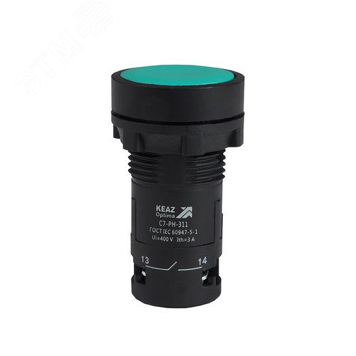 Изображение товара Кнопка с фиксацией OptiSignal Compact D22 C7-PH-311 зеленая 1НО+1НЗ XB7NH35 (шт)