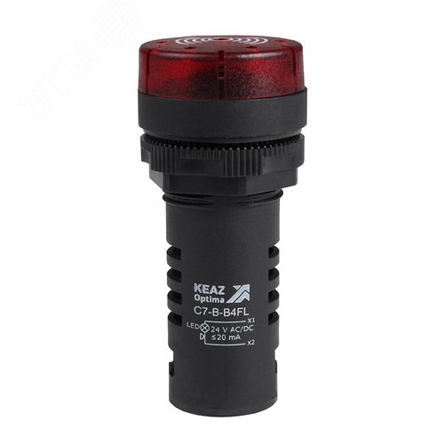 Изображение товара Зуммер с пульсирующим сигналом OptiSignal Compact D22 C7-B-B4FL красный с подсветкой 24 В AC/DC (шт)