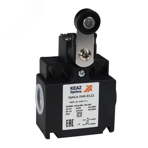 Изображение товара Выключатель концевой OptiLiS D4N-8125 рычаг металлический с роликом металлическим EN 50047 XCKT2119P16 (шт)