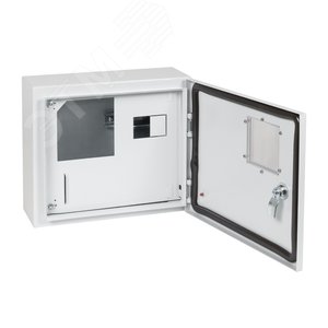 Изображение товара Корпус металлический ЩУРн-ПРО-1-МП/4-292х353х137-IP66-УХЛ1 с окном учета,1ф счетчик на МП, 4 мод., типоисполнение ПРО (шт)