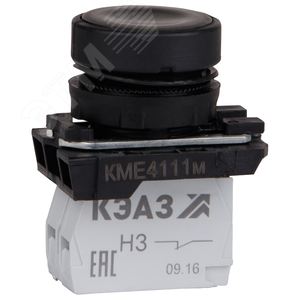 Кнопка КМЕ4111м-черный-1но+1нз-цилиндр-IP40-