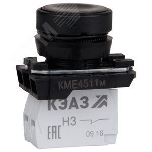 Кнопка КМЕ4511м-черный-1но+1нз-цилиндр-IP54-