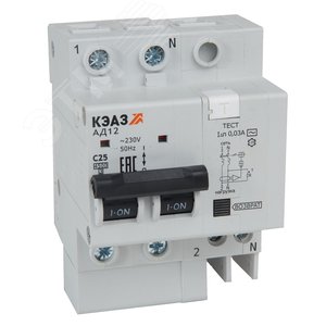 Выключатель автоматический дифференциального тока АВДТ с защитой от сверхтоков 2П 10А 300мА АC АД12-24C10-АC-УХЛ4